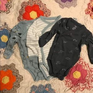 Carter’s long sleeve onesies. Blue and gray. Size 3months